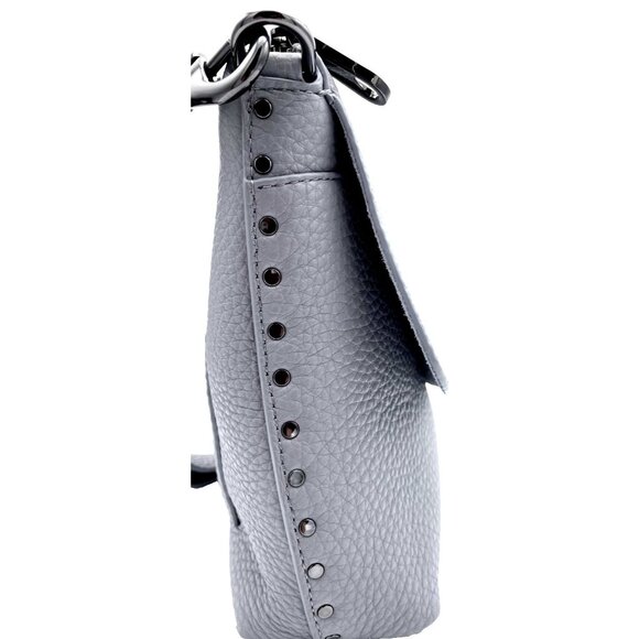 Rebecca Minkoff Shoulder Bag Purse Darren Blue-Gray Pebbled Leather Studs Women - Picture 4 of 16